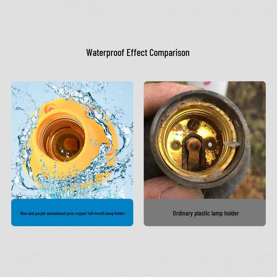 E27 Outdoor Waterproof Pure Copper Lamp Holder with Silicone Wire