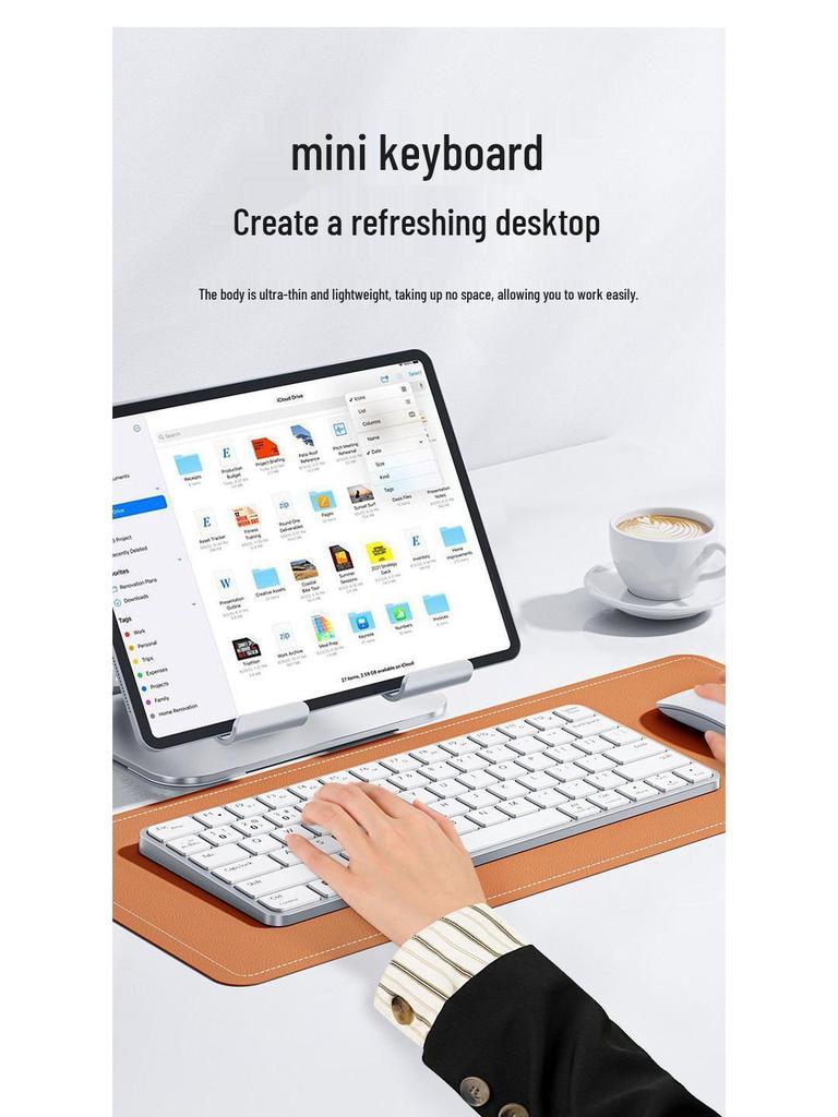 Silent Lightweight Wireless Bluetooth Keyboard with Touchpad for Tablets & Laptops