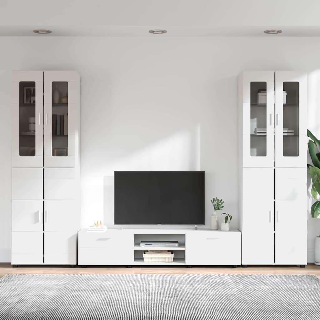 FLORIN 3 Piece TV Cabinet Set with Drawers White Engineered Wood