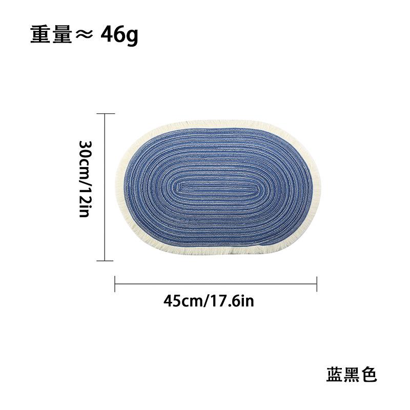 SHIEN Hot Sale Japanese Table Mat Thermal Insulation Mat Tassel Shave Edge Woven Oval Polyester Cotton Placemat