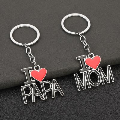 Dopisy I Love Mom&Dad&Tapa&Mama Klíčenka ve tvaru srdce Osobnost Unisex kovový přívěsek na klíče pro rodiče Dárkové sady šperků