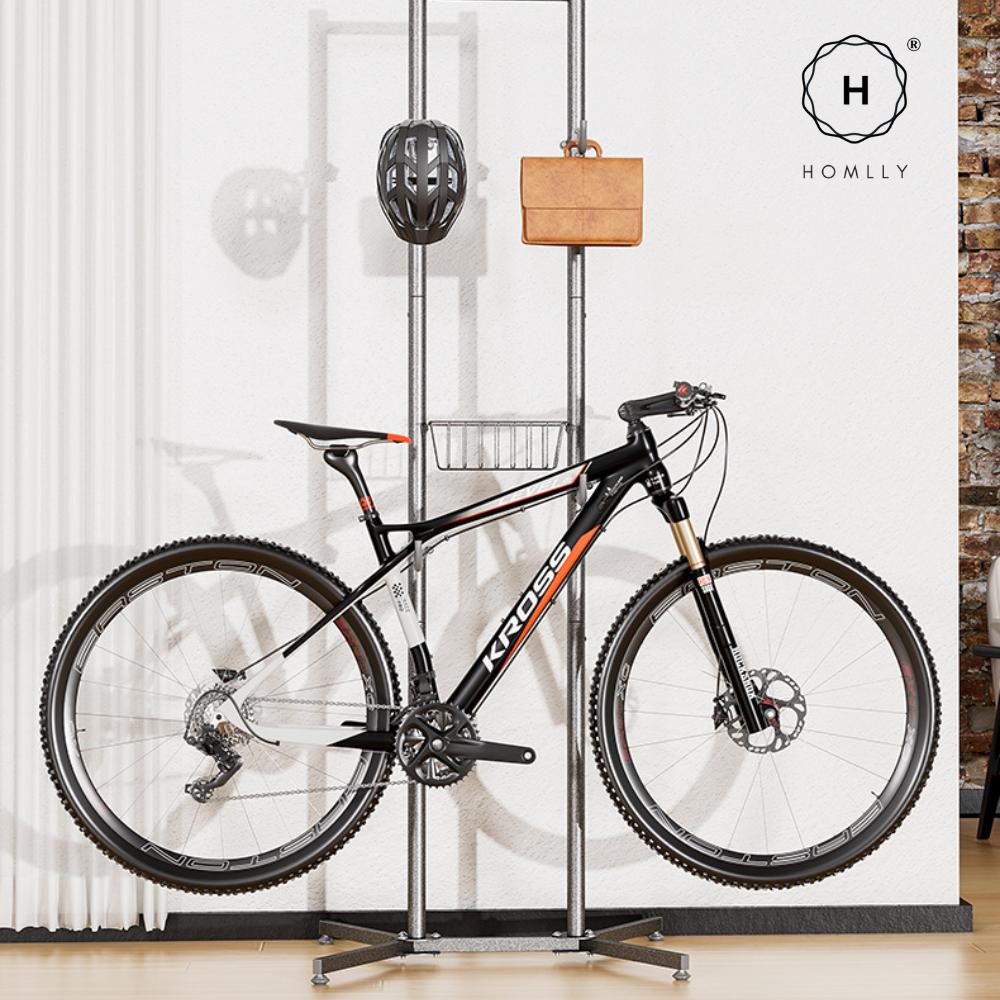 Homlly Free Standing Bike Bicycle Storage Rack Display with Basket (Hold 2/4 bikes)