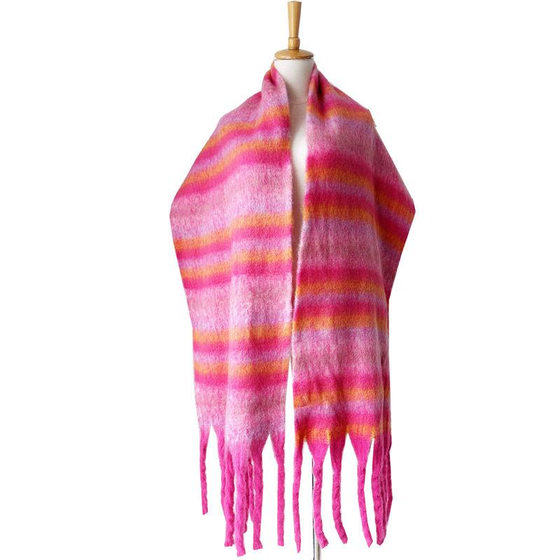 Yarn Thick Striped Scarf Fashion Warm Women Thickened Circle Braid Tassel Shawl Keep