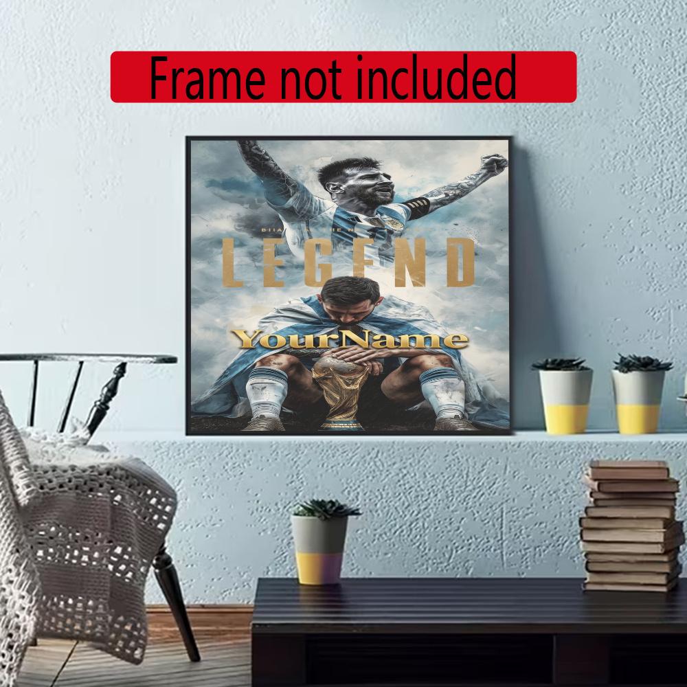 Messi Customize Your Name Diamond Painting Round Diamond Diy Frameless Holiday Artwork Suitable For Home Office Wall Decoration