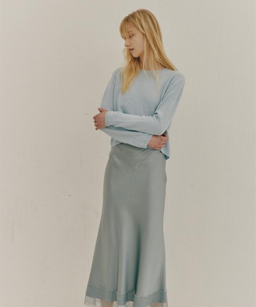 Okuka Back Zipper Knit Top Blue