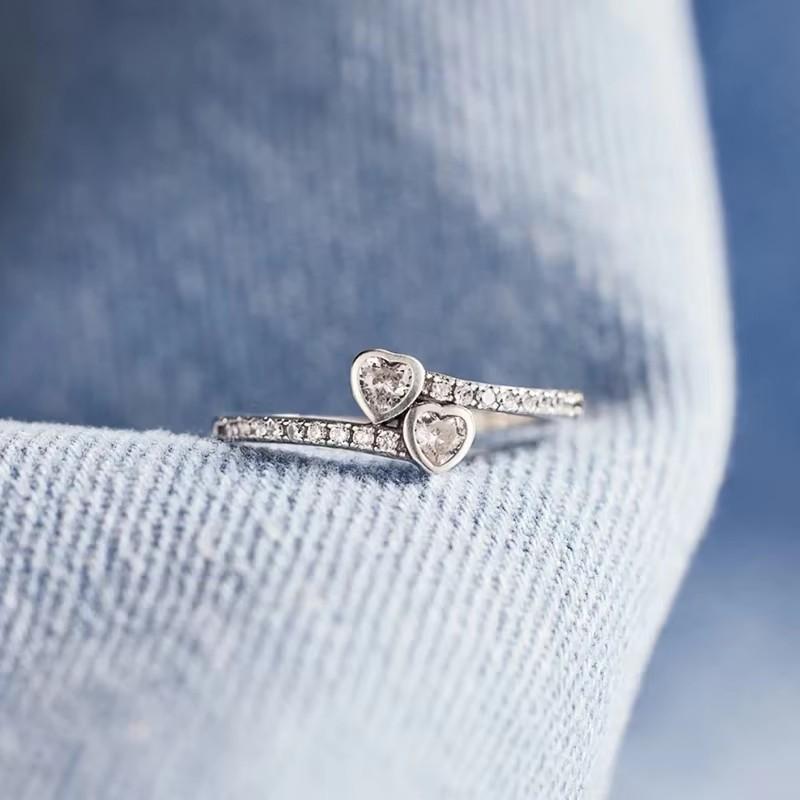 

Кольцо Huitan Charms Double Hearts Shaped для женщин, простое стильное украшение для обручального кольца, глянцевые модные аксессуары для влюбленных пальцев 9