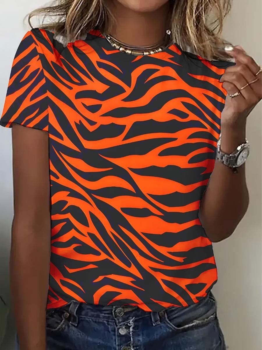 Bold Orange&black Tiger Fierce,wild Style.pair with Jeans for a Standout Eye Catching Casual Look S