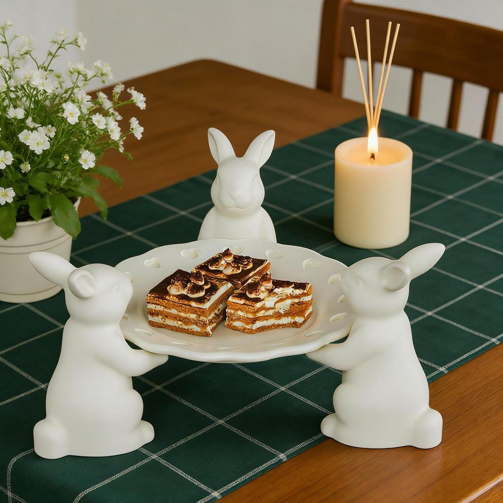 3D Osterhase Tablett Silikonform Set Osterhase Epoxidharz Form Niedlicher Hase Kerzenherstellung Tablett Plattenformen für Heimdekoration