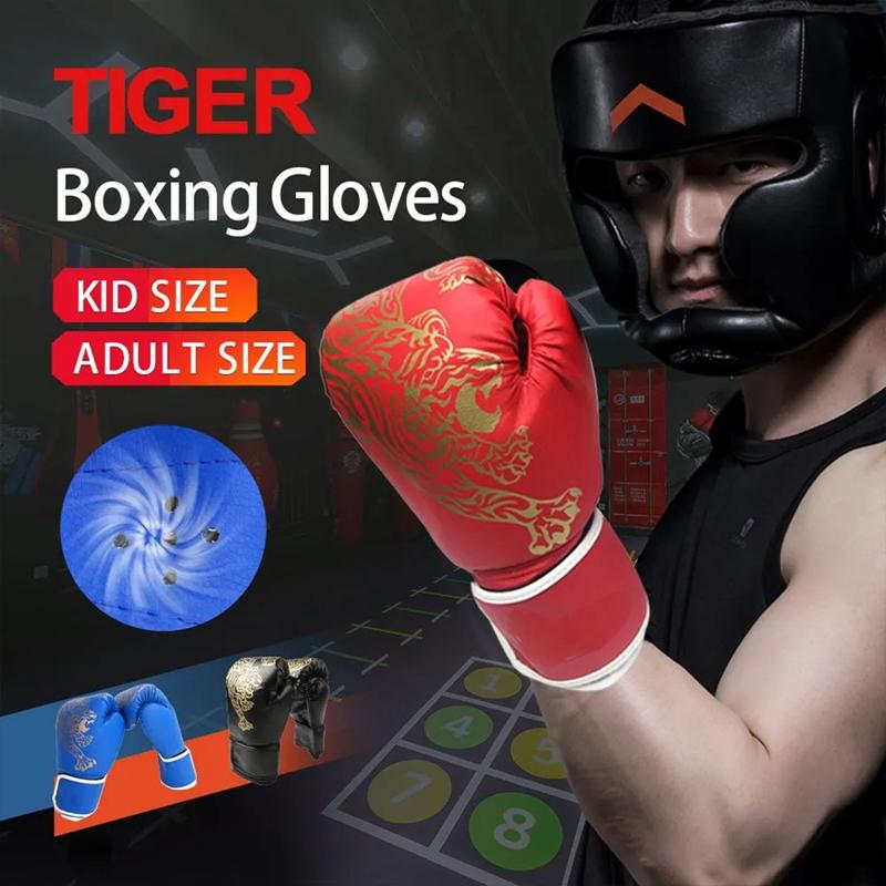 Boxerské rukavice Profesionální Tiger Prodyšné PU Kožené Flame rukavice Sanda Box Muay Thai rukavice Muay Thai Boxerské rukavice