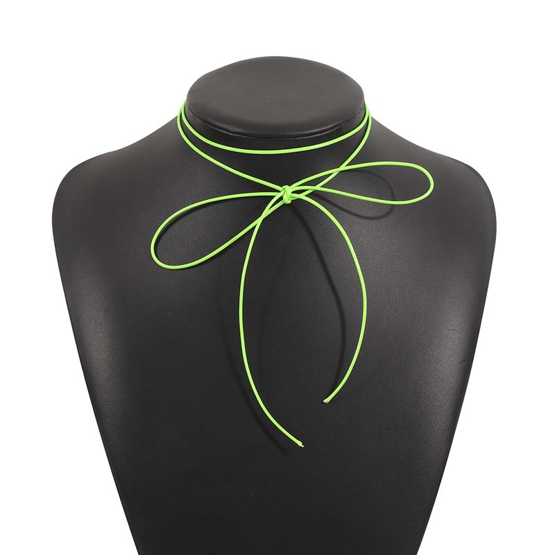 Vintage Black Bowknot Rope Chain Necklace for Women Elegant Weave Knotted Bowknot Ribbon Adjustable Chain Choker Y2K Jewelry