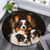 Papillon Dog Round Area Rug,Carpet Rug for Living Room Bedroom Sofa Playroom Decor,Non-slip Floor Mat
