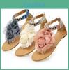 Stylish Bohemia Flower Women Flat Beach Sandals For Comfortable Summer Walks Eu35-42