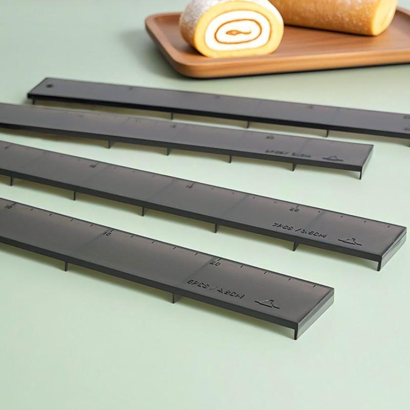 4Pcs Biscuit Cake Cutting Roll Scale Ruler Cake Roll Ruler Uniform Division Molds Pastries Bakings Kitchen Dessert Making Tool
