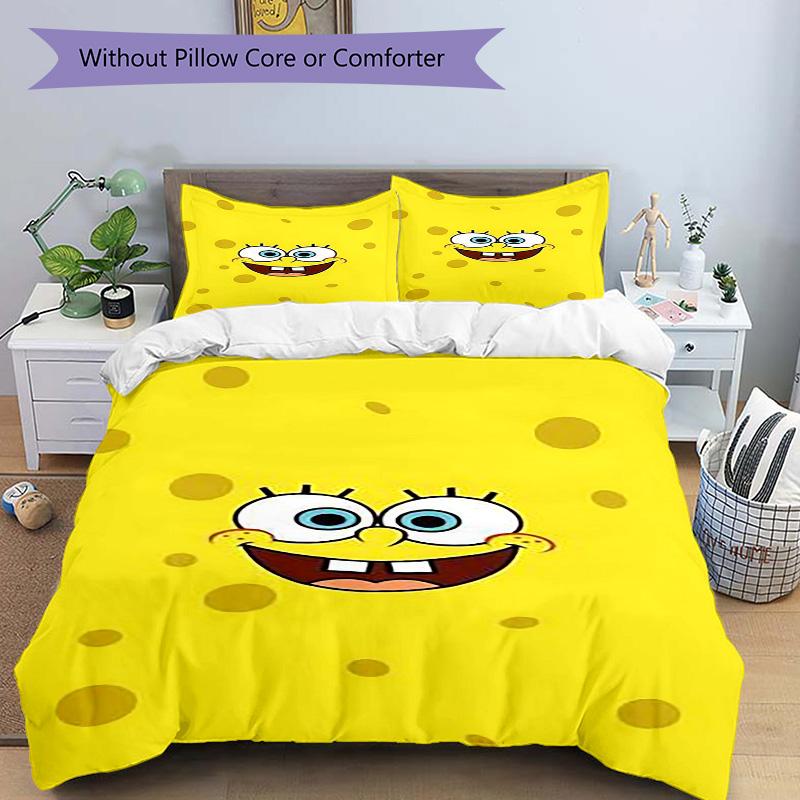 Spongebob Squarepants Print 3Pcs Bedding Setduvet Cover With 2 Bedropillowcase Home Birthday Gift