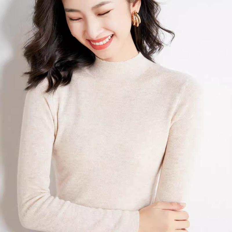 Semi-turtleneck bottoming sweater women's spring and autumn new autumn clothing thin long-sleeved tight autumn and winter knitted sweater