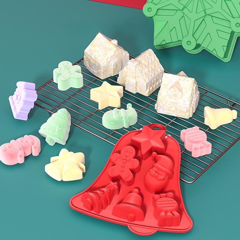 Christmas Tree Silicone Cake Mold DIY Snowman Gingerbread Man Santa Claus Chocolate Jelly Pudding Mold Cake Accessories