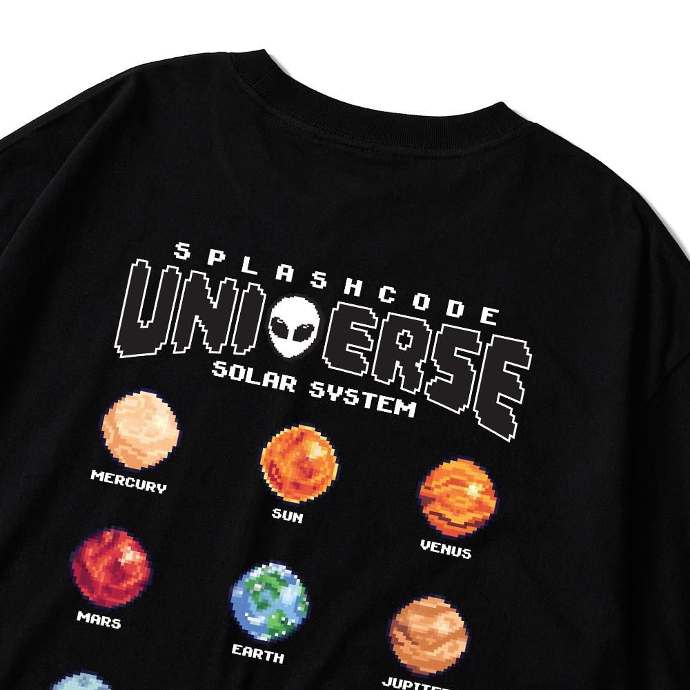 Seupeullaesikodeu Short Sleeve T-Shirt Black - Solar System