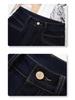 Women's 2025 Dark Blue High-Waisted Straight-Leg Jeans - Loose, Floor-Length Wide-Leg Pants for Spring