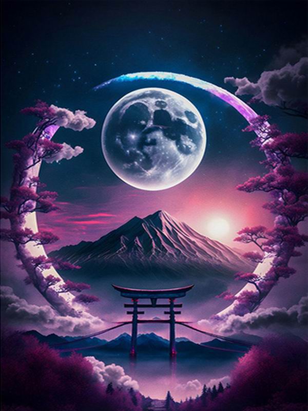 Moon Mountain Lake Diamantová maľba Nové príchody Diy Plný Štvorec Okrúhla vŕtačka Vyšívanie štrasom Nočná scenéria Mozaika Súpravy krížového vyšívania Nástenné dekorácie