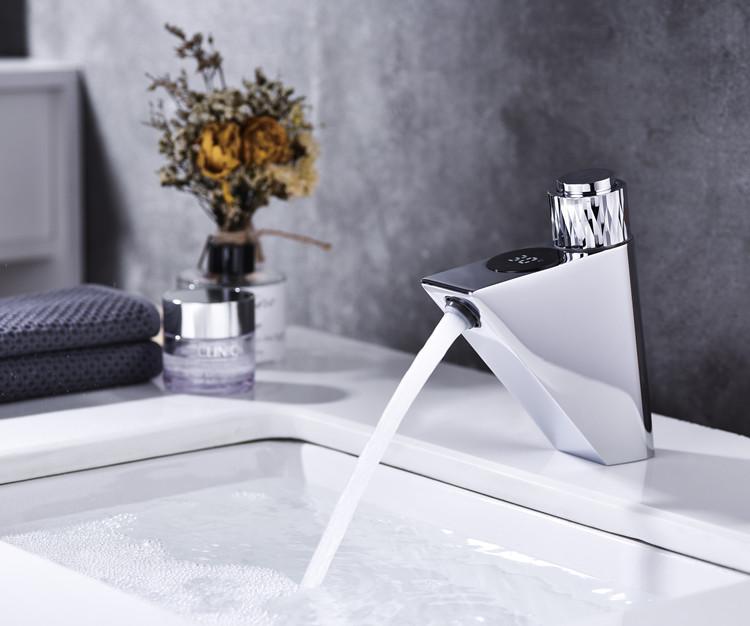 

Ванная комната LED цифровой дисплей смеситель для раковины водопроводная вода мощный смеситель для раковины краны латунный хромированный дисплей смесители для умного смесителя