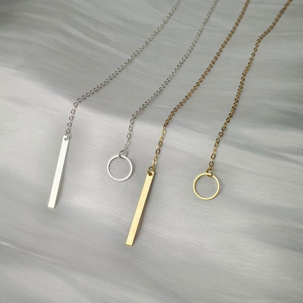 Fashion Punk Women's Alloy Geometric Circle and Bar Pendant Necklace