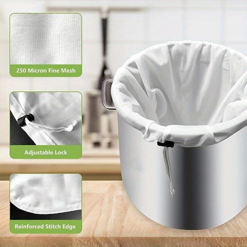 1 pcs Reusable Fine Mesh Brew Bags Perfect Filtering Drawstring Strainer Bags For Home Brewing, Beer, Wine, Grains, Boiling Safe Kitchen Gadgets