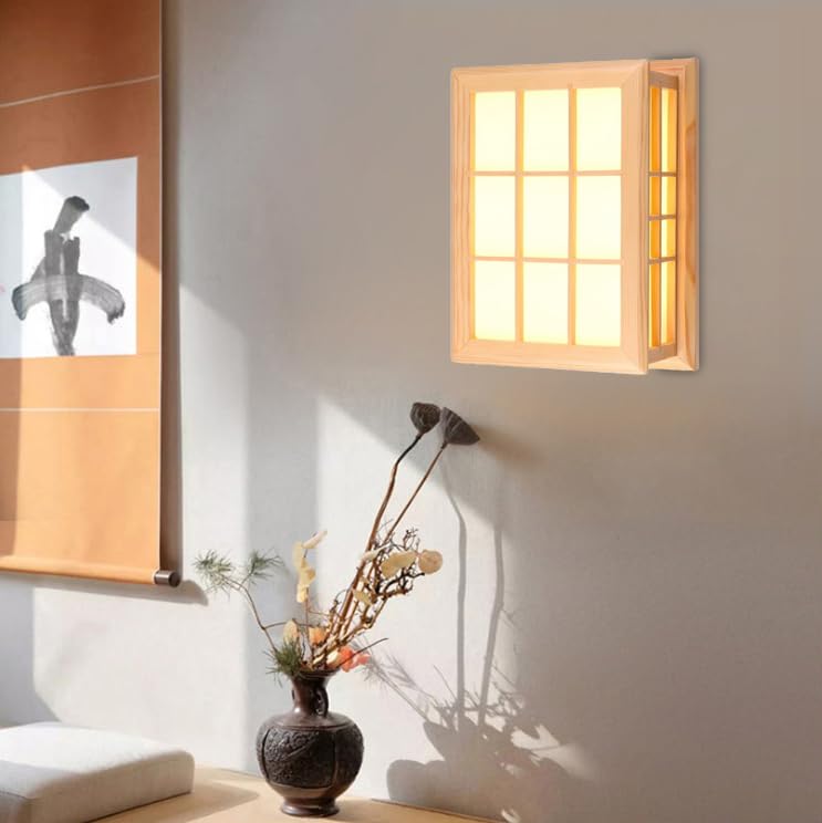 KY LEE Wall Light, Bracket Light, Wall-Mounted, E26, Japanese-Style Wooden Lighting Fixture, Wall Lamp, Wall-Mounted Lamp, Interior Lighting for