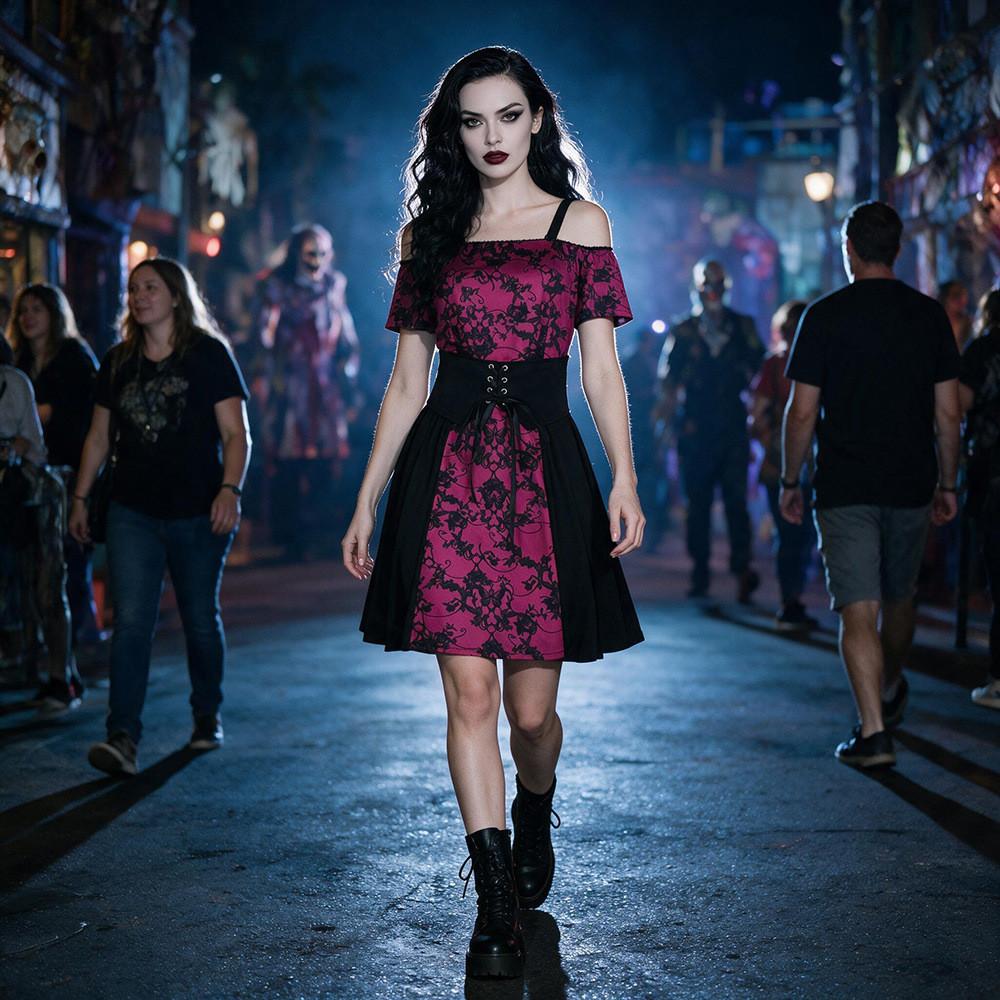 Gotischer Vampir-Kurzrock Halloween Cosplay Kostüm Für Damen