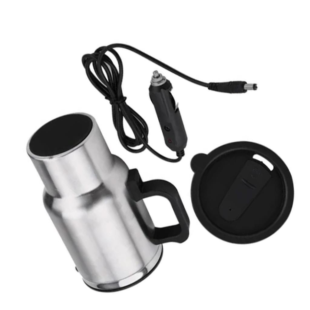 12V Car Heating Cup Large Capacity Leak Proof Steel Cigarette Lighter Heating Mug for Vehicles