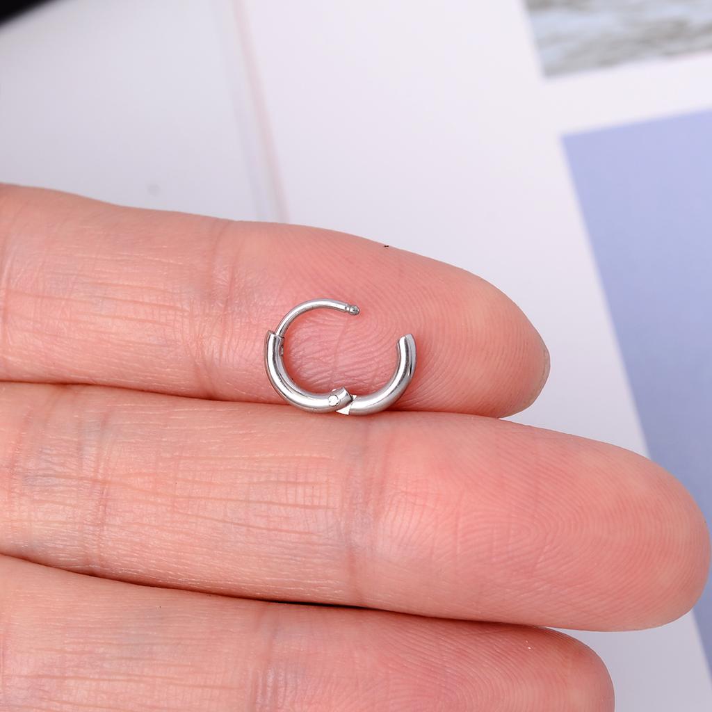 6/8/10/12mm Tiny Korean Small Stainless Steel Round Mini Little Good Huggie Hoop Earrings for Women Cartilage Piercing Loop Ring