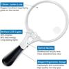 Extra Large Handheld Magnifying Glass with 3LED Lights Reading Magnifier  Jewelry