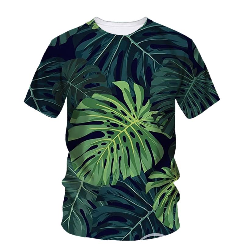 Summer Originality Plant Leaves Graphic T-shirts Trend Casual Personality Fun Printed O-neck Short Sleeve Men's T-shirts