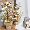 45cm Easter Egg Tree Branch with LED Lights Decora Colorful Painting Desktop Eggs DIYEgg Artificial Flower for 2025 Easter Party