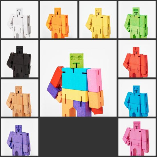 Holzwürfel-Roboterspielzeug, pädagogischer Transforming-Roboter, Actionfigur, 3D-Puzzle, Twisted Cube-Roboter, Bausteinspielzeug, Geschenk für Kleinkinder, Jungen und Mädchen