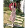 Summer French Style Floral Midi Dress - Waist-Cinched, Slimming, Elegant Temperament