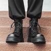 British style black mid-top Martin boots men's autumn Korean version retro platform locomotive tooling boots tide 14406-J