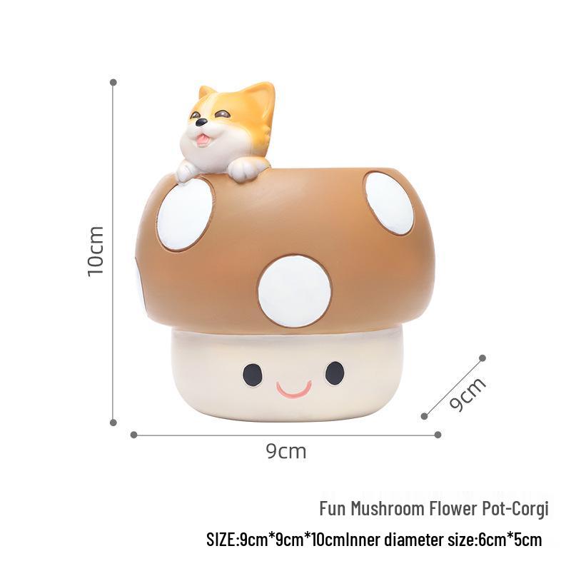 Creative Cartoon Mushroom Resin Flower Pot - Fun Desktop Garden Planter
