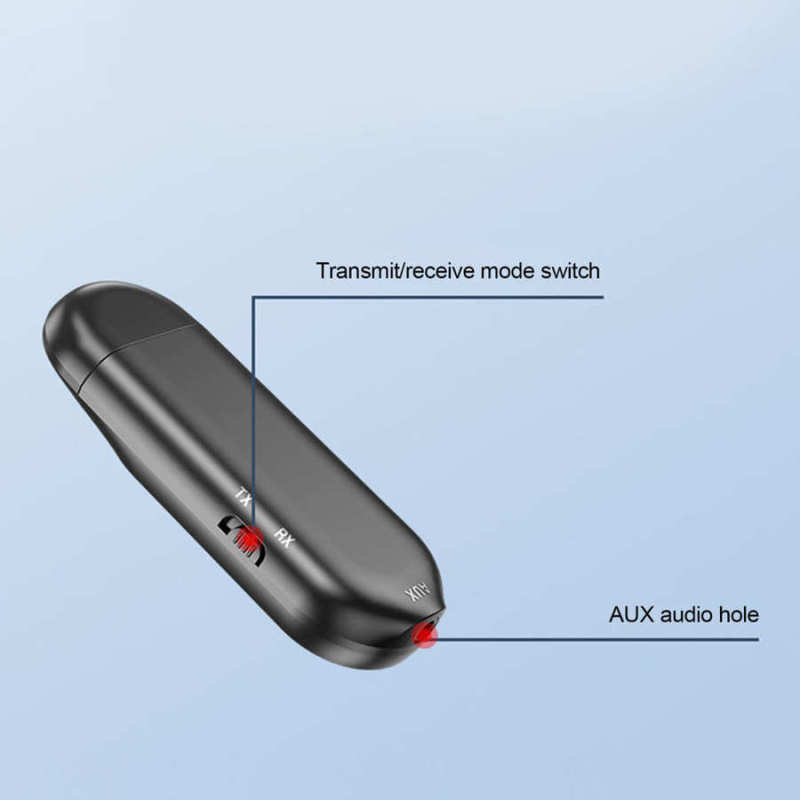 Adaptateur audio avec écran LCD et Bluetooth 5.0, réception et transmission d'appels mains libres 2 en 1