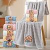 2Pcs Cartoon Bear Embroidered Towel Set Coral Fleece Bath And Hand Towels for Adults Quick Dry Bathroom Essentials for Home Bathroom Travel Seaside