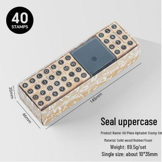 Деревянные штампы с цифрами и буквами в виде пишущей машинки, набор для журнала - 40 шт., 8 стилей