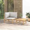 Vidaxl 2-Cz. Gartenmöbel-Set, Hellgraue Kissen, Bambus