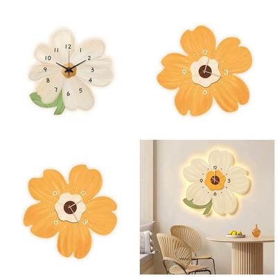Creative Flower Decors Wall Clock With Built In Light Perfect For Bedrooms Living Room Battery Operated Wall Clock