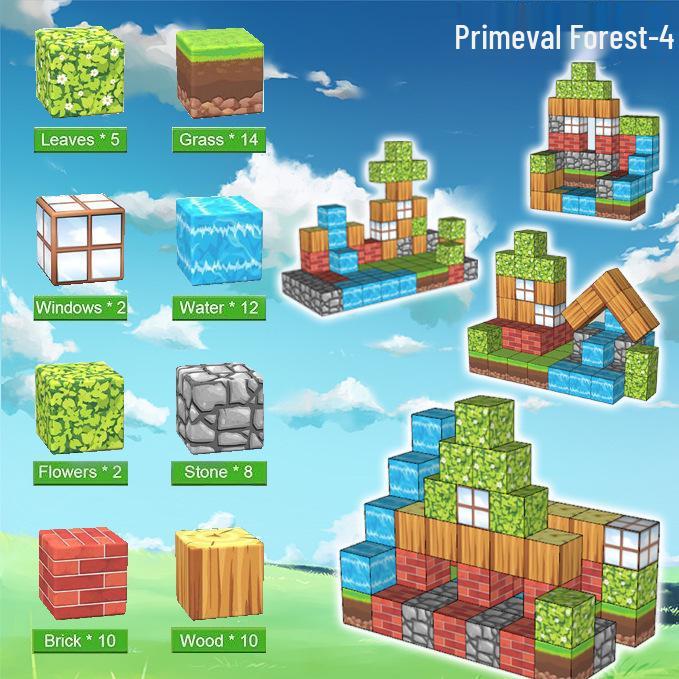 Magnetic World Forest Cube: Mini Magnetic Building Blocks Set