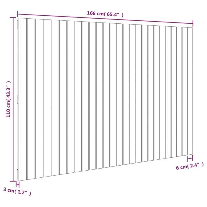 824959 vidaXL Wall-mounted Headboard White 166x3x110 Cm Solid Pine Wood