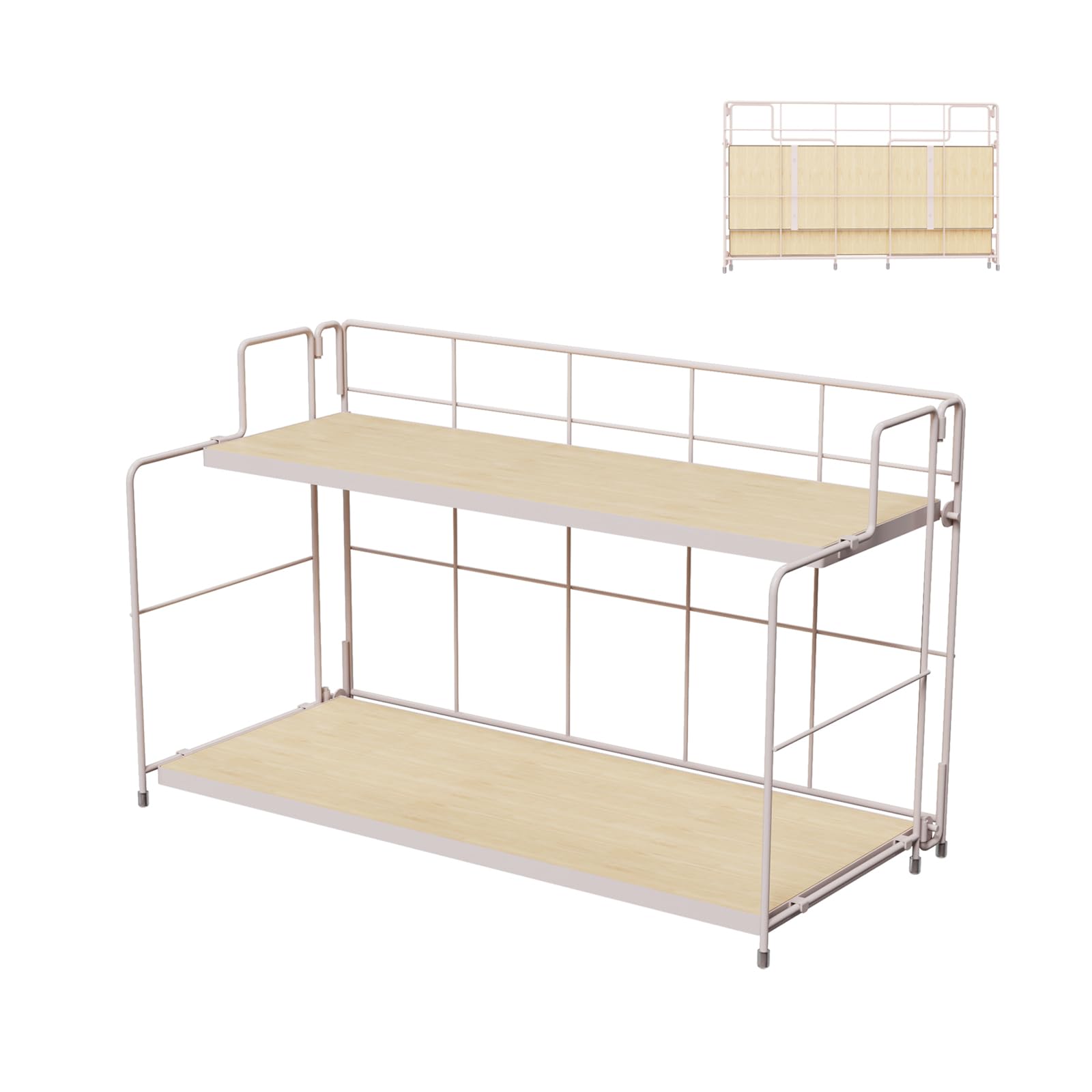 

Kitchen Tabletop Steel Wooden Large Capacity Storage for Desk No Assembly Service Included homiiFolding Rack, Rack, Frame, Shelves, Space-Saving