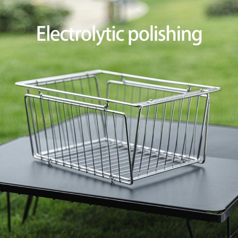 Stainless Steel Dish Drainer Basket Detachable Storage Organizers for Outdoor Camping Hiking Picnics Kitchen Accessories