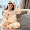 Set Pigiama in Flanella per Bambine Carino con Stampa a Cuore Sleepwear in Pile Caldo Morbido Accogliente Loungewear per Bambini per l'Inverno (Altezza 110-160cm)