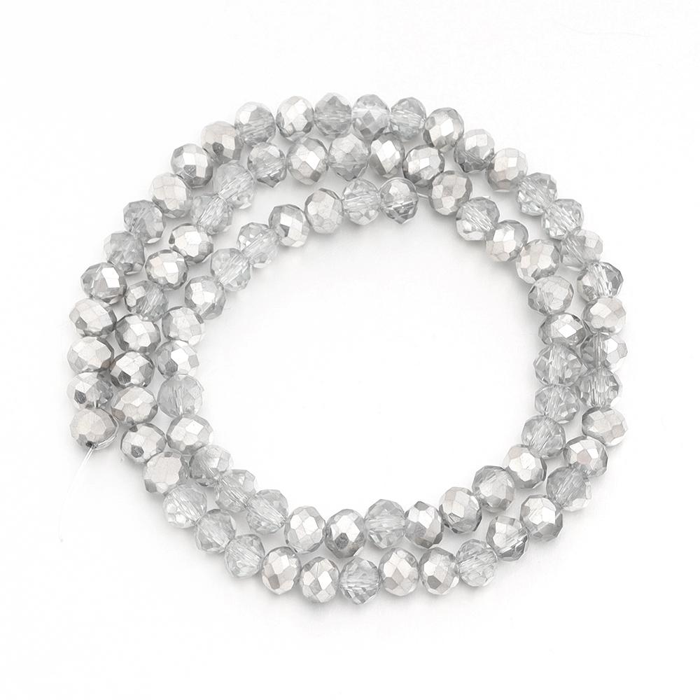 3 4 6 8mm Faceted Crystal Beads Silver Glass Beads Loose Spacer Beads For Jewelry Making DIY Craft Bracelet Necklace Accessories