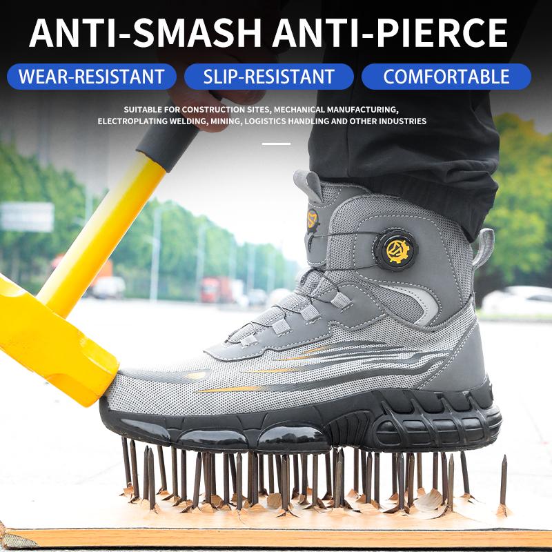 High-Top Rotating Buckle Safety Shoes for Men and Women, Labor Protection Shoes, Protective Shoes, Work Shoes, Shock-Resist