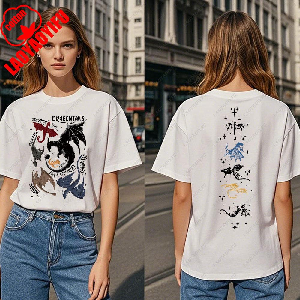 Fourth Wing DoubleSided TShirt Basgiath War College TShirt Women Tshirts High Quality Cotton Short Sleeve Graphic Vintage Tee